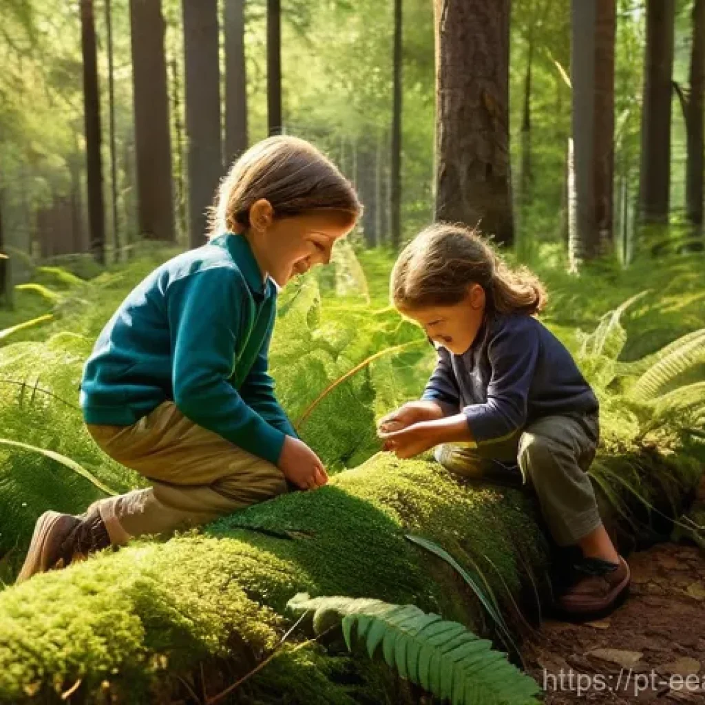 자연 연결 교육의 사회적 가치 - **"The Joy of Unfettered Exploration"**
    A vibrant, sun-dappled forest clearing in Portugal, remi...