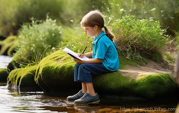 자연 연결 교육의 필수 요소 및 원칙 - **Prompt:** A joyful scene in a community vegetable garden, featuring a small group of children, age...
