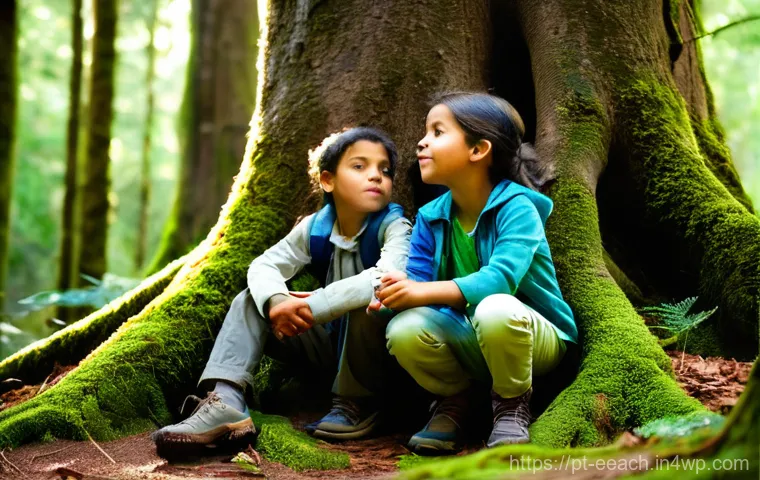 자연 연결 교육 프로그램의 커리큘럼 개발 - **Prompt:** A curious 6-year-old Brazilian boy, wearing a light blue t-shirt and khaki shorts, kneel...